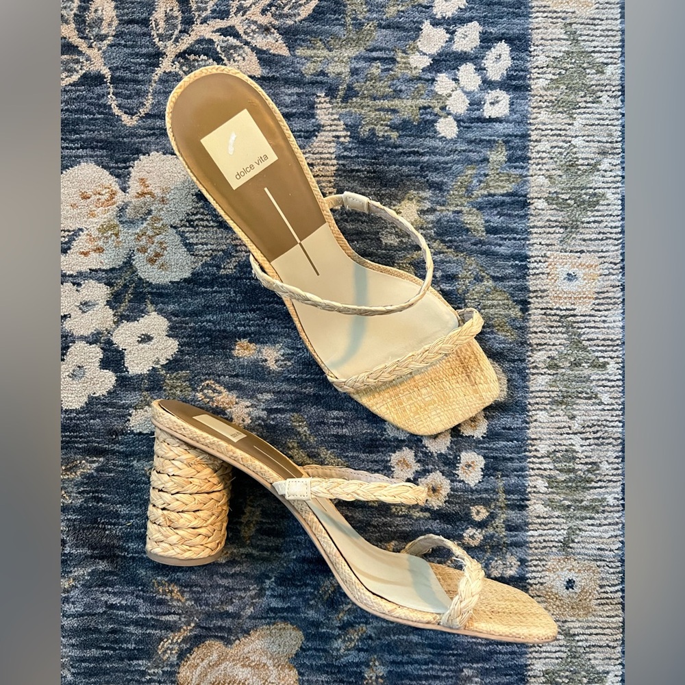 Dolce Vita Noles Light Natural Raffia High Heel Sandals